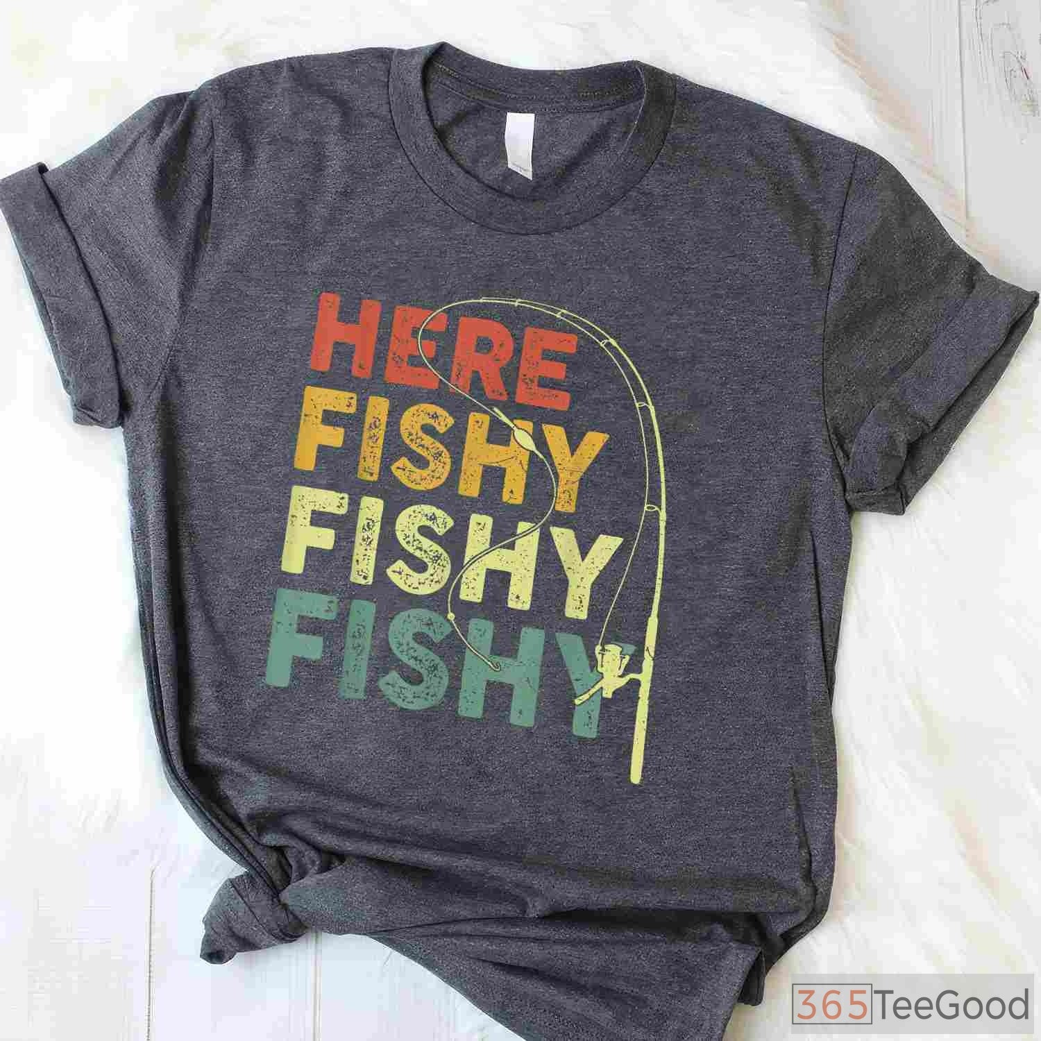 Funny Here Fishy Fishy Bass Fishing Shirt - Humorous Gift for Fishing Dads