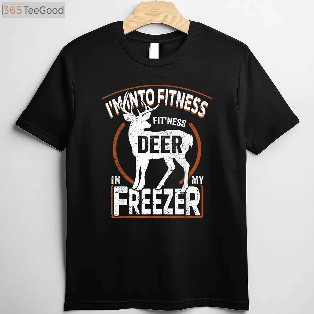 Funny Hunting Fitness Deer in Freezer Shirt, Hunter Dad Meat Eater Joke Tee