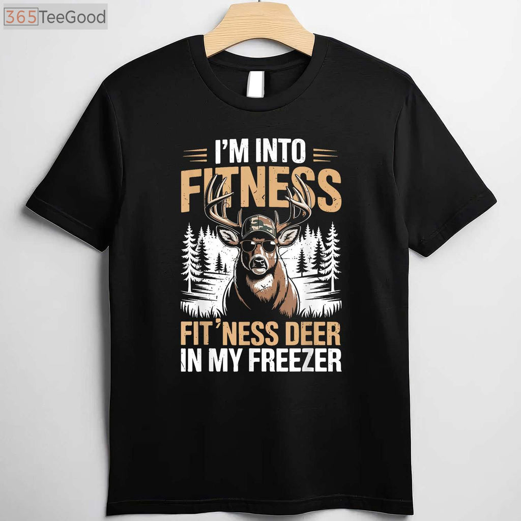 Funny Hunting Fitness Deer in Freezer Shirt, Camo Hunter Dad Workout Tee