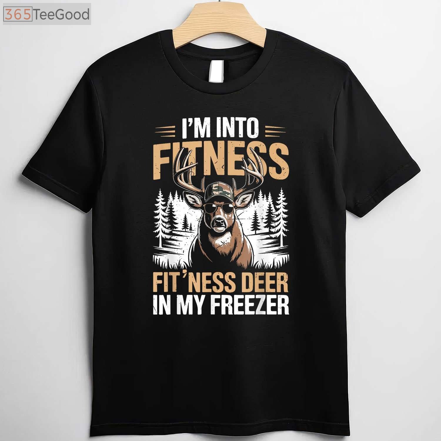 Funny Hunting Fitness Deer in Freezer Shirt, Camo Hunter Dad Workout Tee