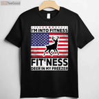 Funny Hunting Fitness Shirt, Fitness is Fitting a Deer in the Freezer Tee