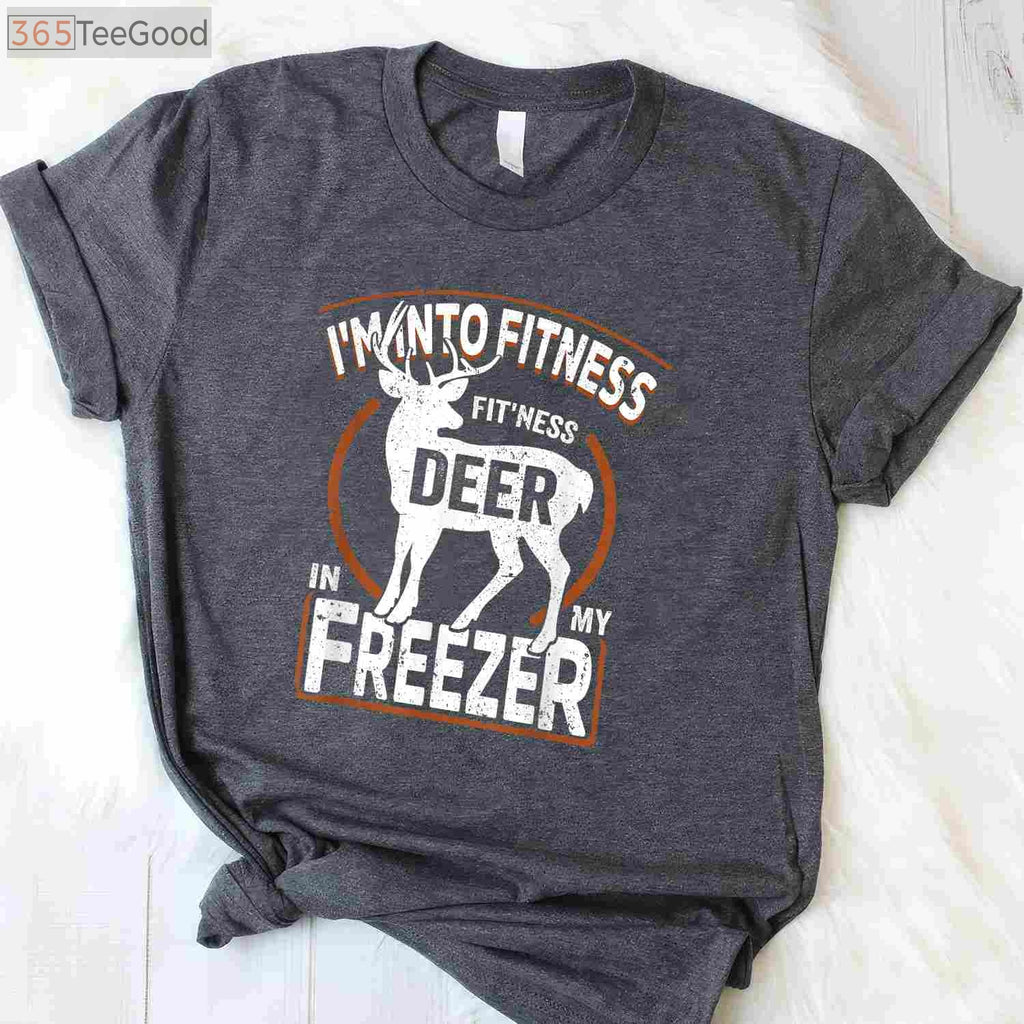 Funny Hunting Fitness Deer in Freezer Shirt, Hunter Dad Meat Eater Joke Tee