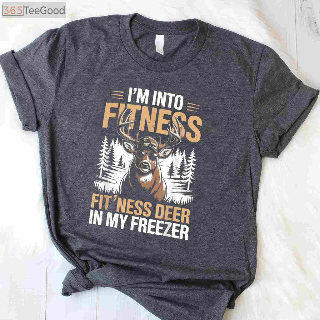 Funny Hunting Fitness Deer in Freezer Shirt, Camo Hunter Dad Workout Tee
