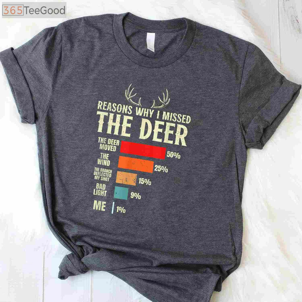 Funny Hunter T-Shirt - Top 10 Reasons Why I Missed The Deer Hunting Gift