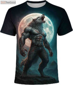 Funny Wolf Graphic 3D Shirt – Animal Art Novelty Short Sleeve Crewneck Tee