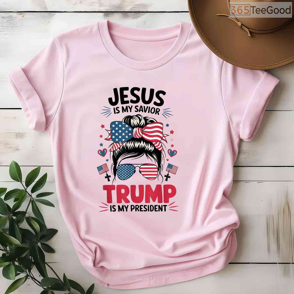 Girl Jesus My Savior Trump President T-Shirt Christian Republican Women Youth Faith Shirt