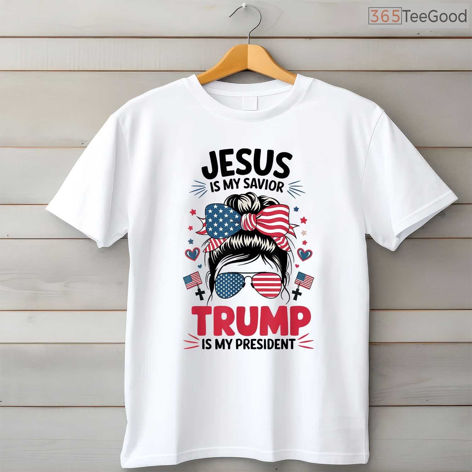 Girl Jesus My Savior Trump President T-Shirt Christian Republican Women Youth Faith Shirt