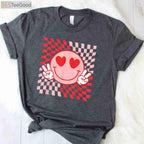 Groovy Valentine Vibes T-Shirt - Retro 70s Valentine's Day Shirt for Family