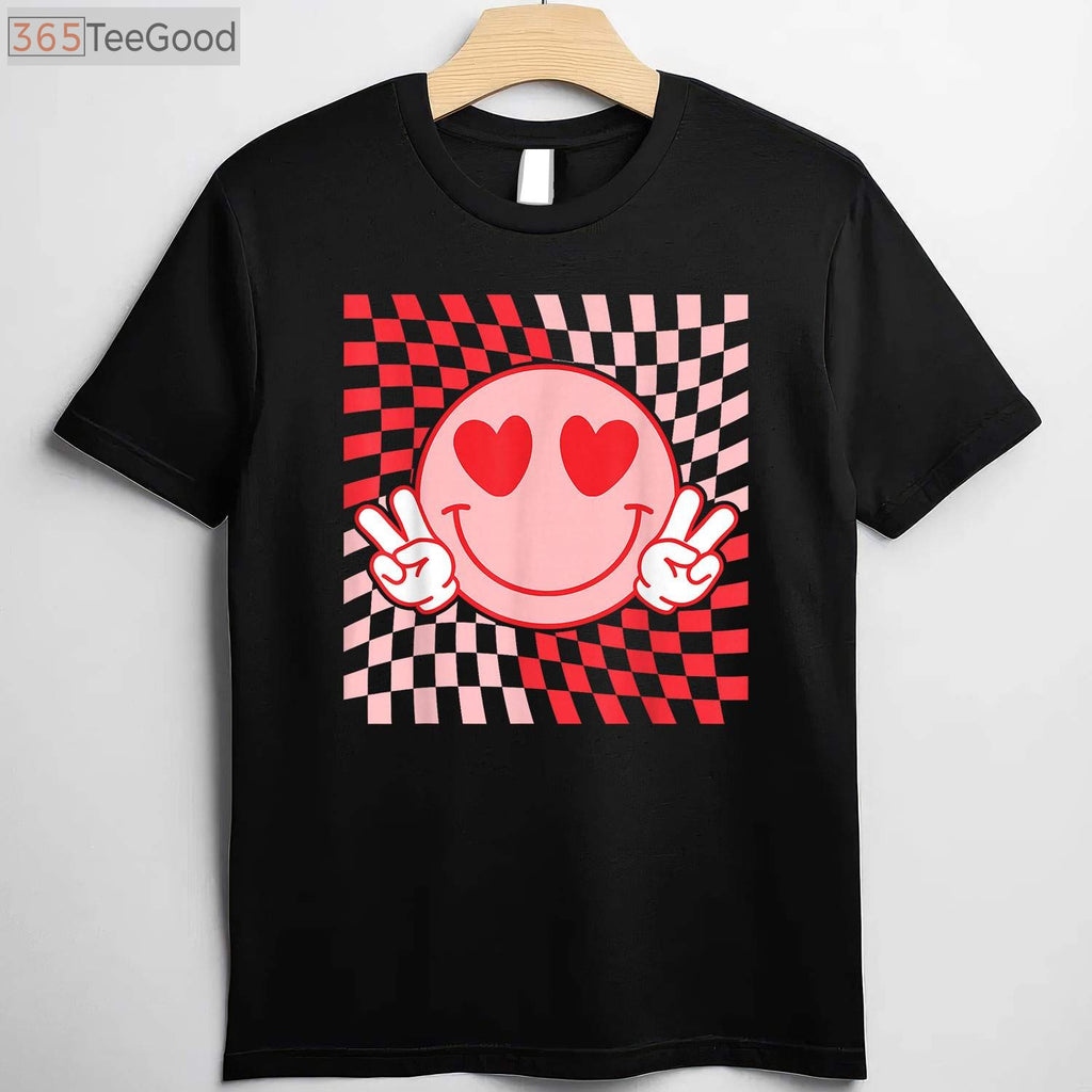 Groovy Valentine Vibes T-Shirt - Retro 70s Valentine's Day Shirt for Family