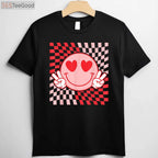 Groovy Valentine Vibes T-Shirt - Retro 70s Valentine's Day Shirt for Family