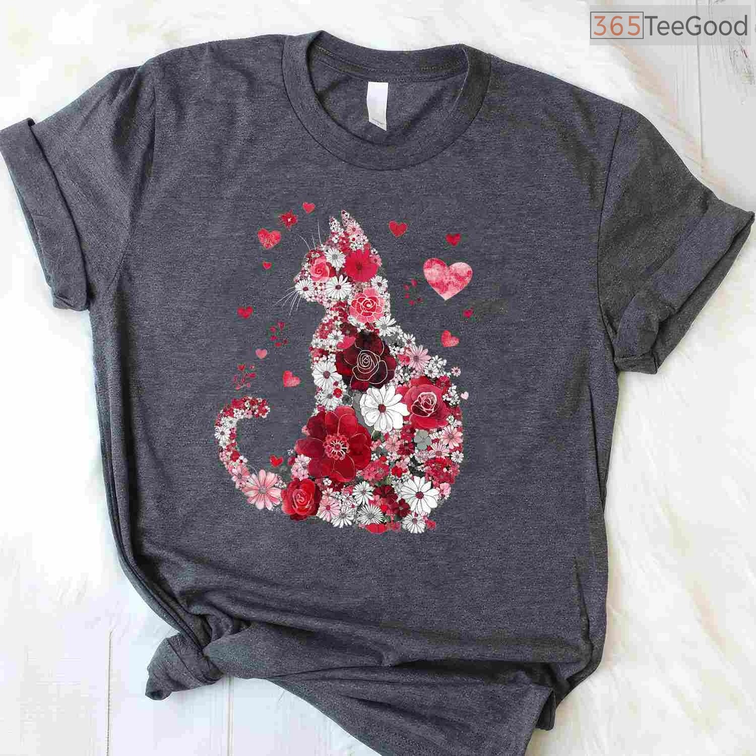 Happy Meowentine's Day Funny Cat Lover T-Shirt, Cute Kitten Valentine Gift for Women & Girls