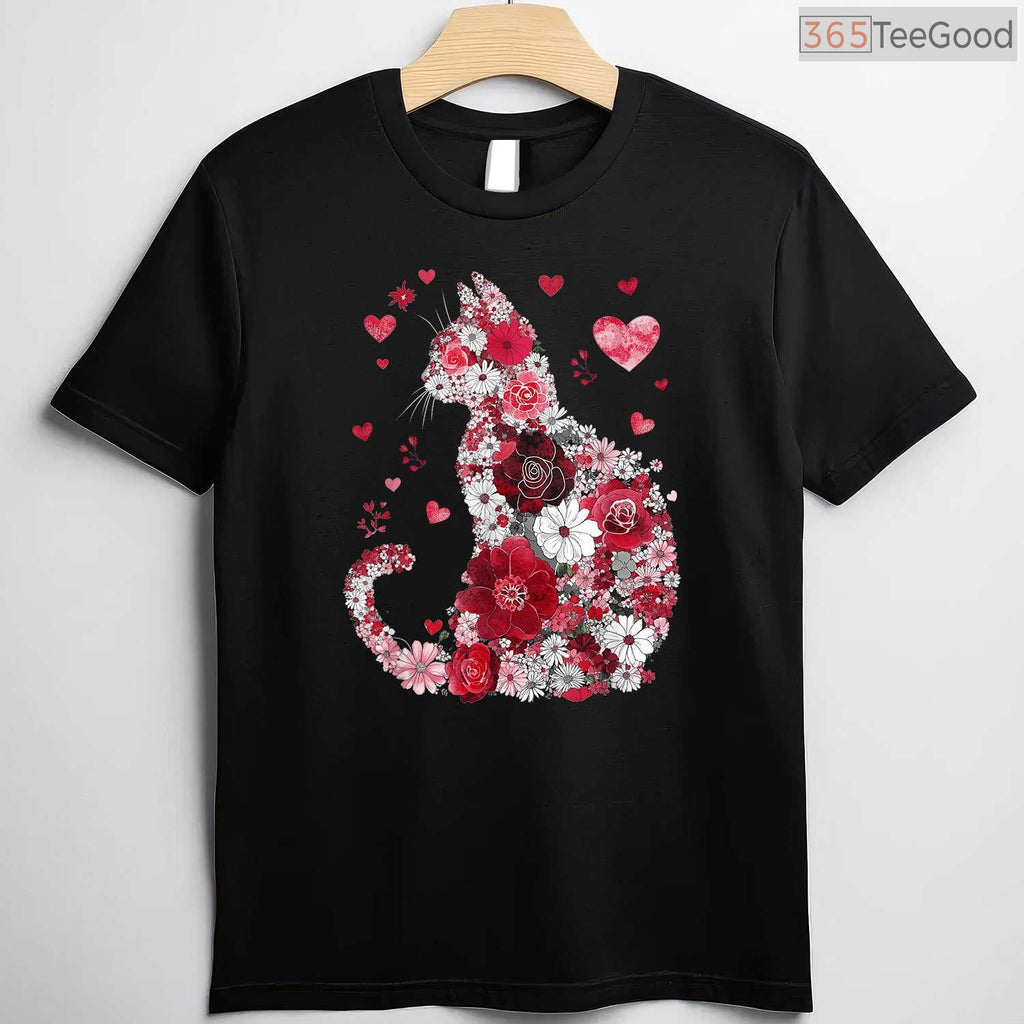 Happy Meowentine's Day Funny Cat Lover T-Shirt, Cute Kitten Valentine Gift for Women & Girls