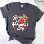 Happy Valentines Day Heart Shirt for Women, Aesthetic Cute Cursive Typography Love T-Shirt Gift
