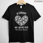 Heart Disease Awareness February Shirt – Red Ribbon Month Tee