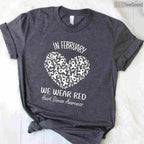 Heart Disease Awareness February Shirt – Red Ribbon Month Tee