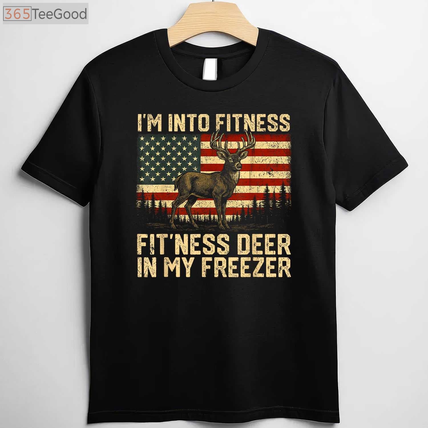 Humorous Fit-Ness Deer Freezer Hunting Shirt, Funny Outdoor Lifestyle Tee