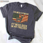 Humorous Fit-Ness Deer Freezer Hunting Shirt, Funny Outdoor Lifestyle Tee