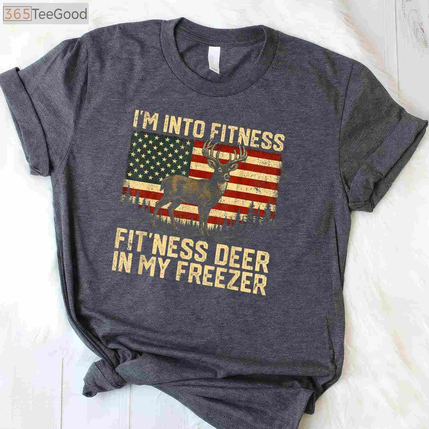 Humorous Fit-Ness Deer Freezer Hunting Shirt, Funny Outdoor Lifestyle Tee