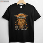 Hunting In My Veins Jesus In My Heart Shirt, Christian Hunter Long Sleeve Tee