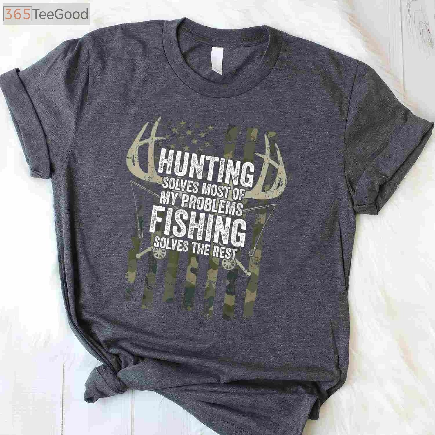 Hunting and Fishing Problem Solver Shirt, Funny Outdoor Hobby Therapy Tee