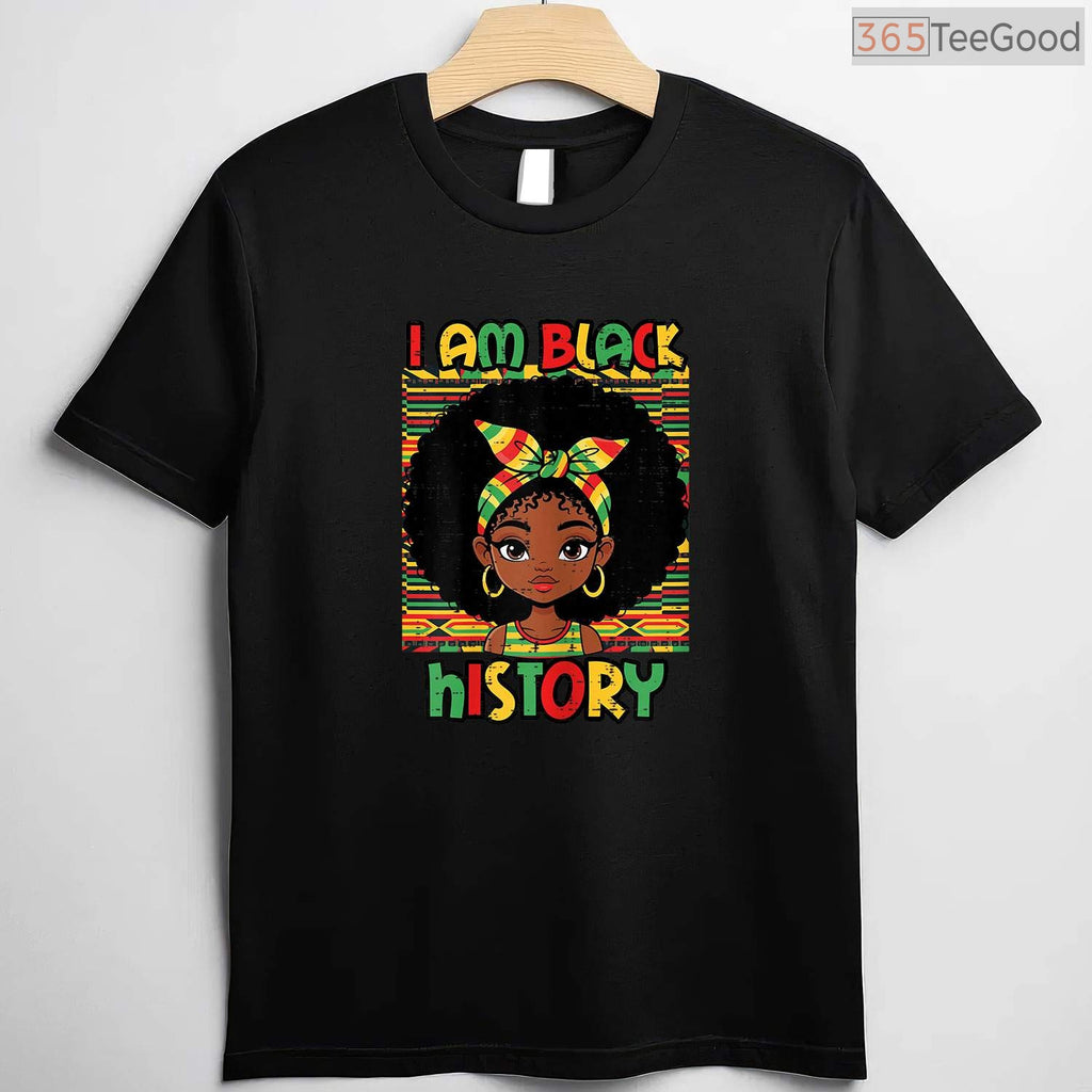 I Am Black History Afro Girl T-Shirt African American Kids Magic Black History Month Shirt