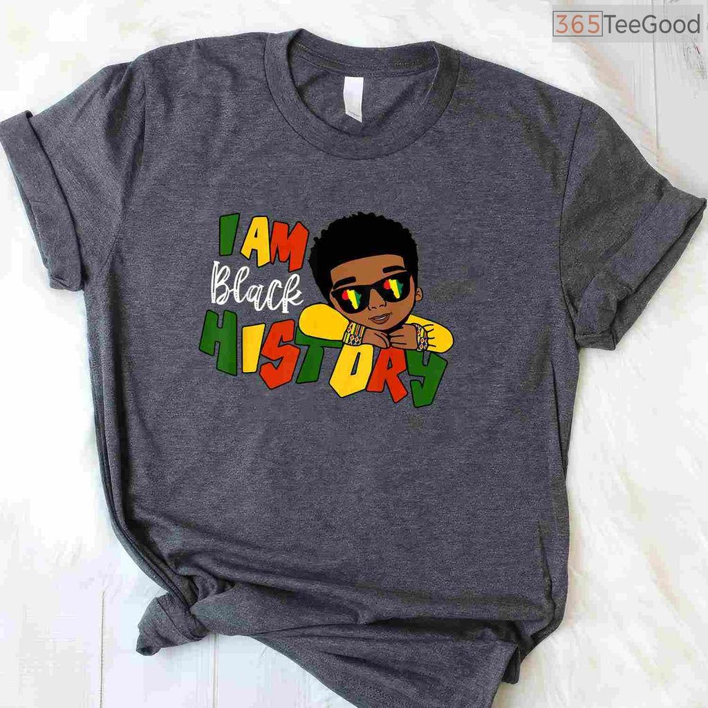 I Am Black History T-Shirt for Boys Kids African American Young King Black History Month Shirt