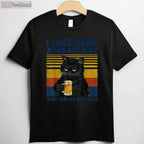 I Like Beer My Cat and Maybe 3 People T-Shirt - Funny Cat Lover Gift