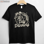 I Support Day Drinking Skeleton T-Shirt - Funny Beer Lover Party Tee