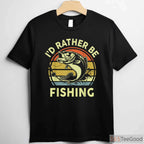 I'd Rather Be Fishing Bass Gift Shirt - Funny Fishing Dad Joke Apparel