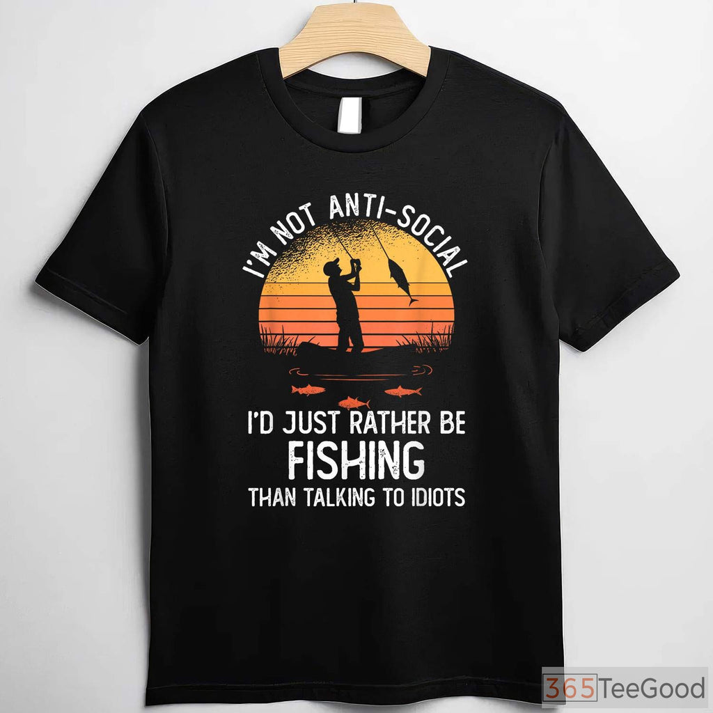I'd Rather Be Fishing Retro Graphic Tee, Unique Gift for Bass Fishing Hobbyists