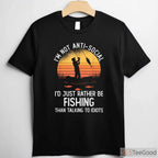 I'd Rather Be Fishing Retro Graphic Tee, Unique Gift for Bass Fishing Hobbyists