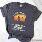 I'd Rather Be Fishing Retro Graphic Tee, Unique Gift for Bass Fishing Hobbyists