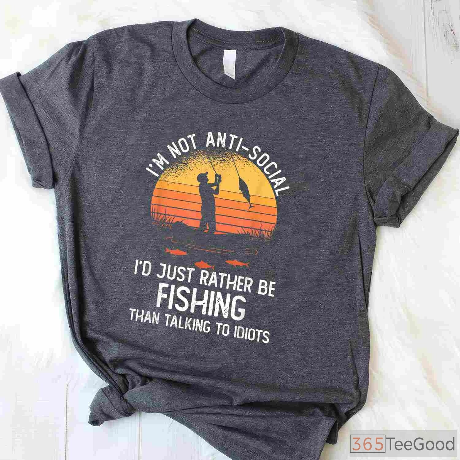 I'd Rather Be Fishing Retro Graphic Tee, Unique Gift for Bass Fishing Hobbyists
