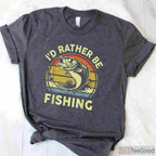 I'd Rather Be Fishing Bass Gift Shirt - Funny Fishing Dad Joke Apparel