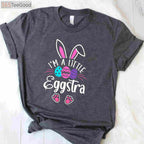 I'm a Little Eggstra Easter Day T-Shirt, Funny Easter Egg Shirt for Kids Men Women