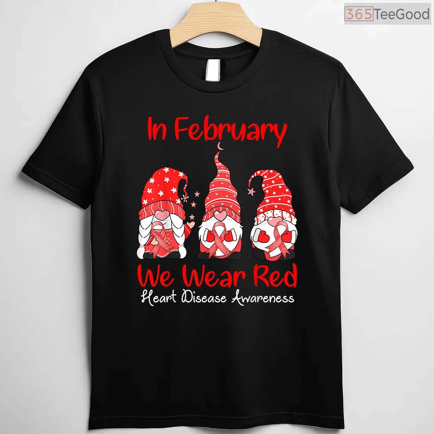In February We Wear Red Gnomes Shirt – Cute Heart Disease Awareness