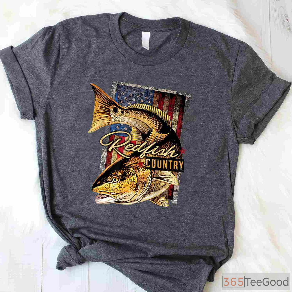 Inshore Saltwater Redfish Fishing Shirt, Redfish Country Angler Graphic Tee