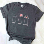 Introvert Cat Funny Rock Paper Scissors Paw Gift Tee T-Shirt Adults Unisex