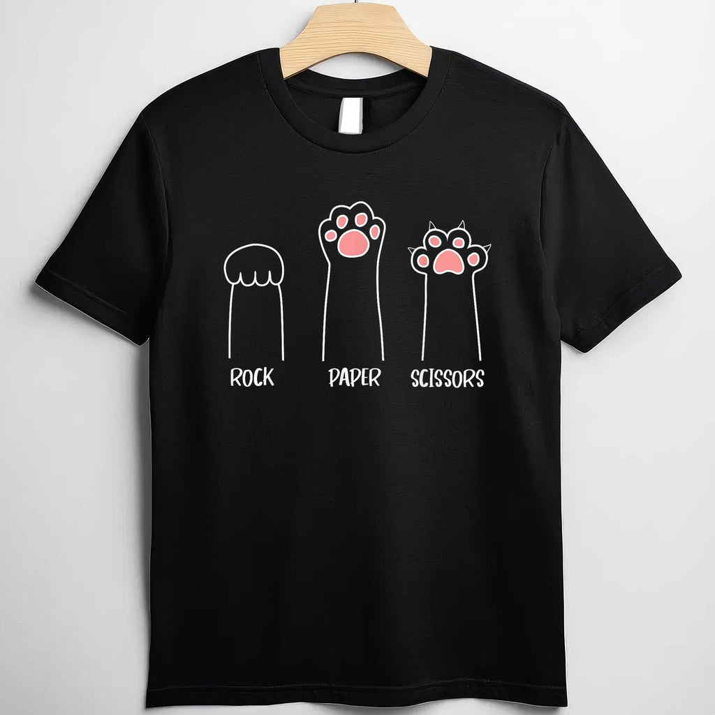 Introvert Cat Funny Rock Paper Scissors Paw Gift Tee T-Shirt Adults Unisex