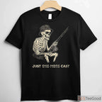 Just One More Cast Skeleton Fishing Shirt - Gritty Bass Angler Graphic Tee