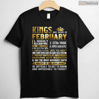 Kings Are Born In February Shirt – Men's Birthday Legend Graphic Tee