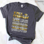 Kings Are Born In February Shirt – Men's Birthday Legend Graphic Tee