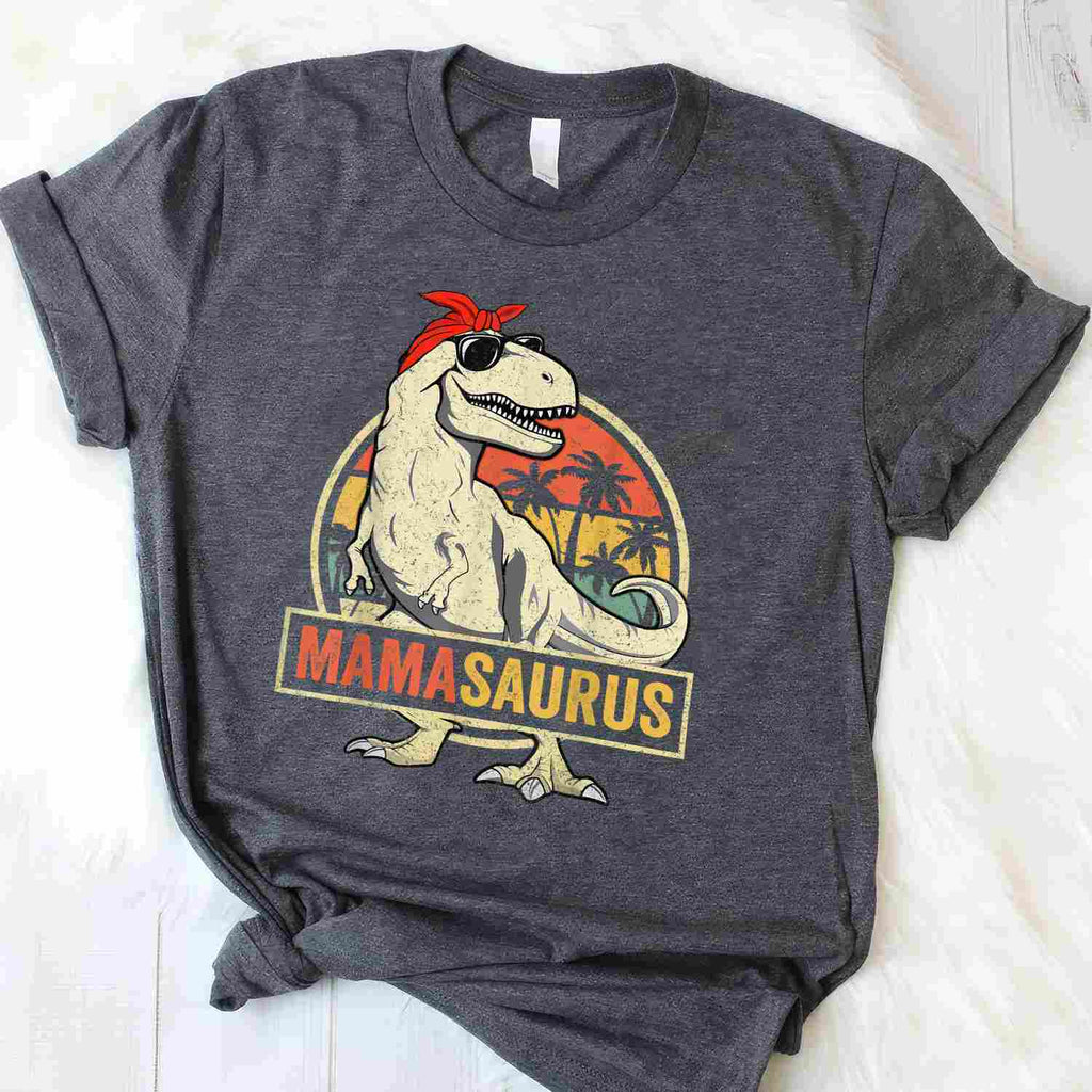 Mamasaurus T-Rex Dinosaur Funny Mom Mommy T-Shirt Tee for Women Unisex Adults