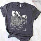 Map of American Black Massacres History T-Shirt Educational Awareness Black History Month Shirt