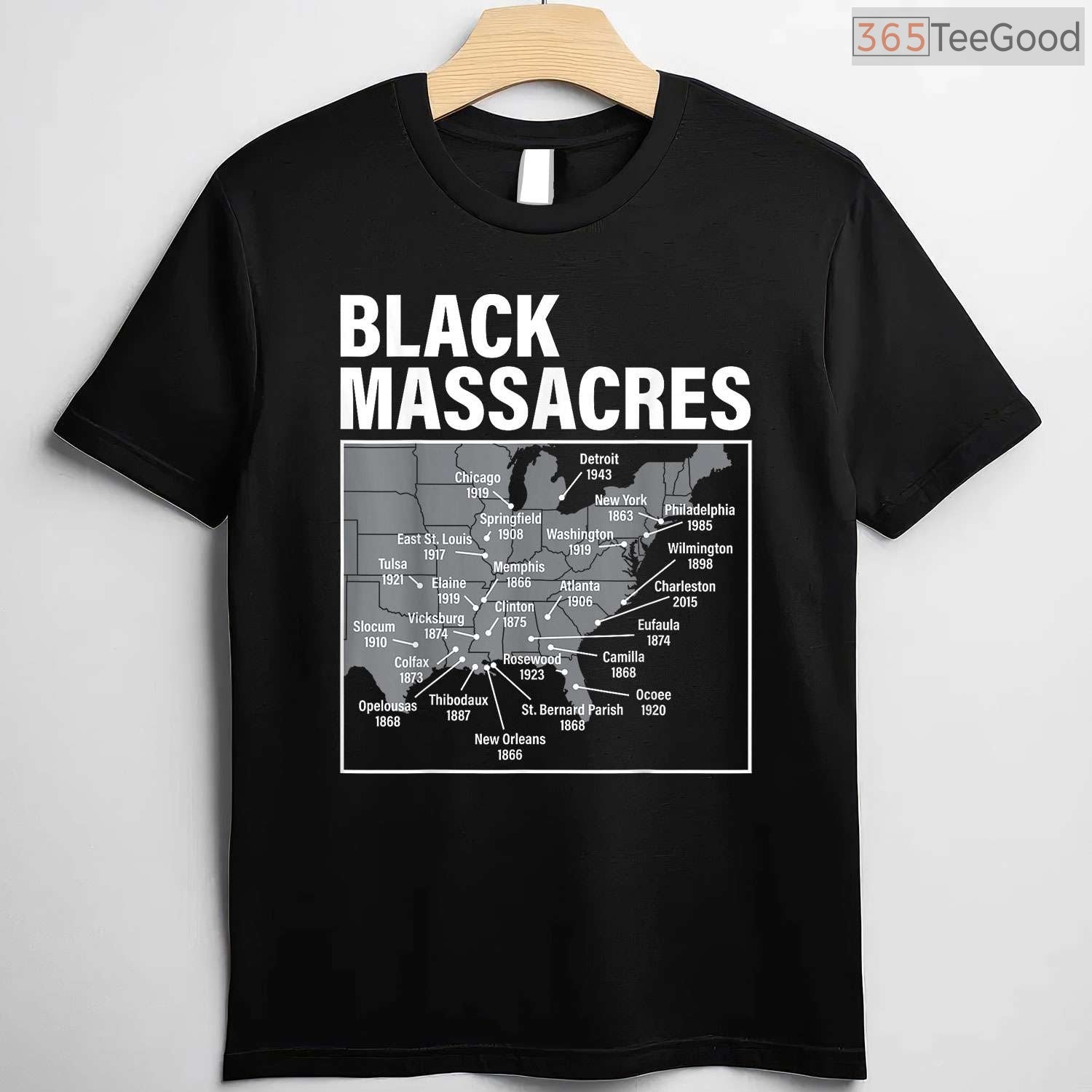 Map of American Black Massacres History T-Shirt Educational Awareness Black History Month Shirt