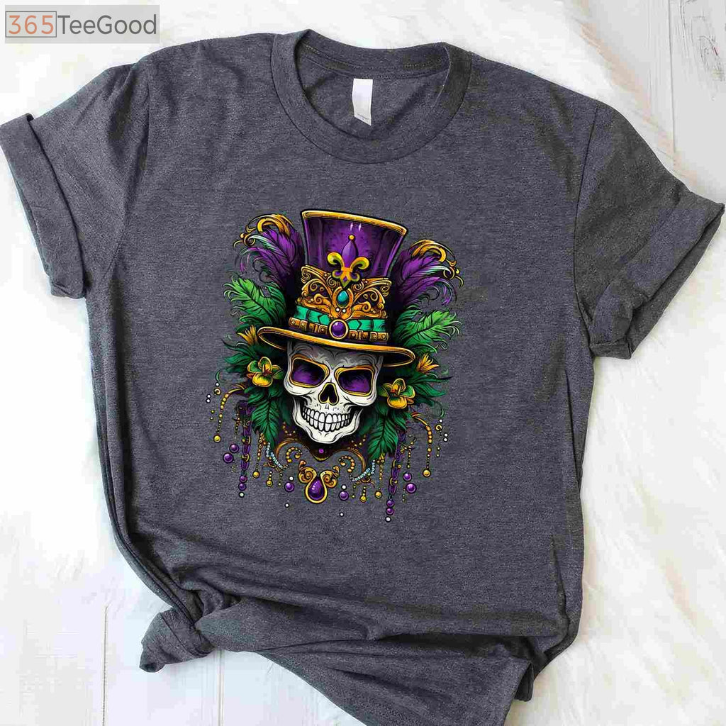 Mardi Gras Sugar Skull Costume T-Shirt, Carnival New Orleans Trip Party Tee