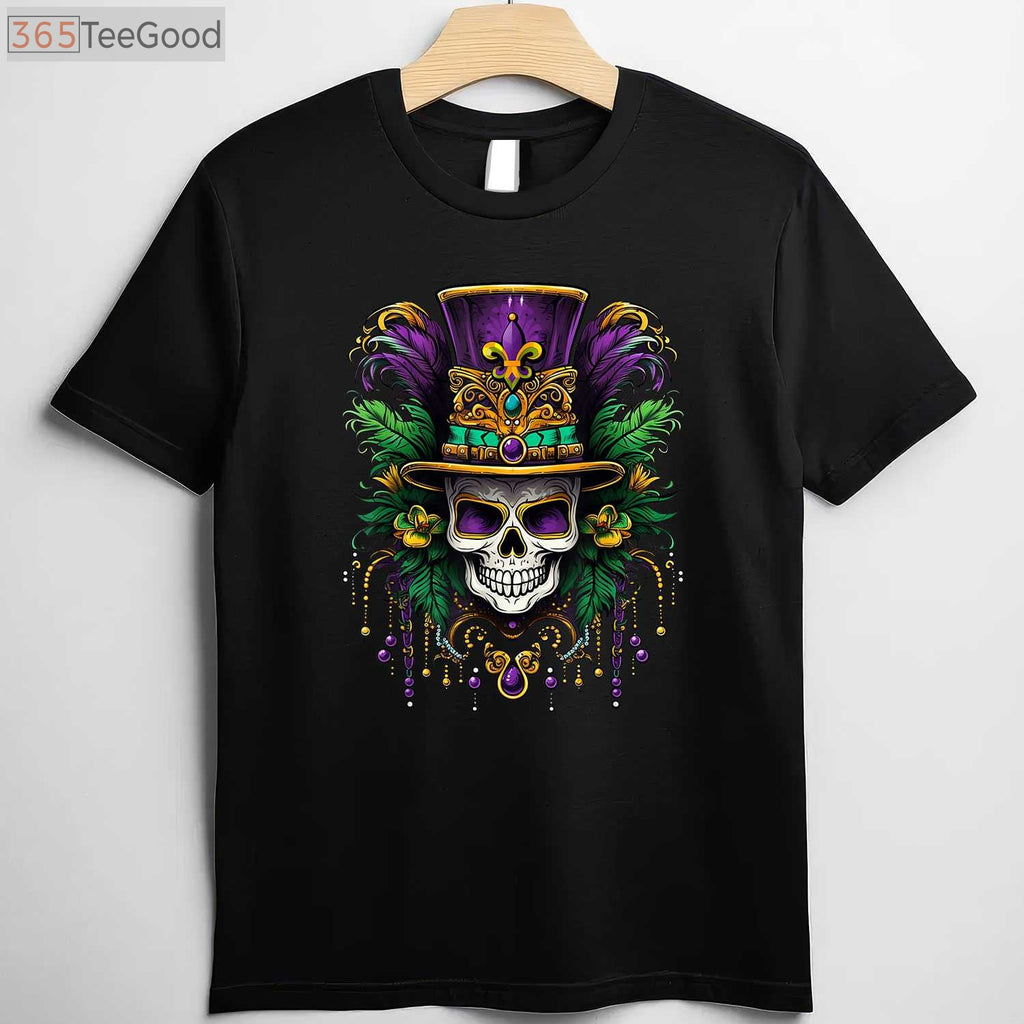 Mardi Gras Sugar Skull Costume T-Shirt, Carnival New Orleans Trip Party Tee