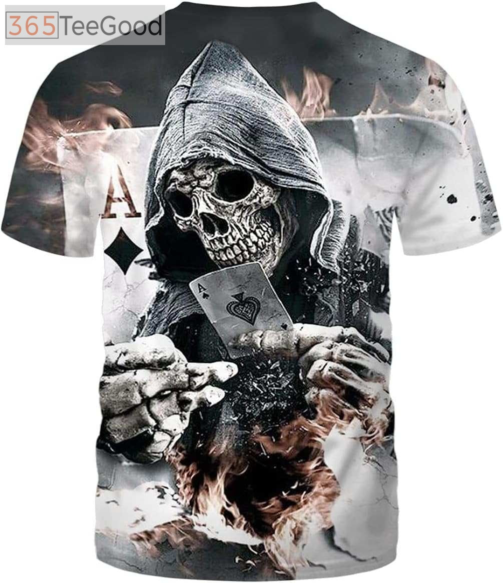 Men’s Black and White Skull 3D Shirt – Gothic Skull Graphic Short Sleeve Crewneck T-Shirt