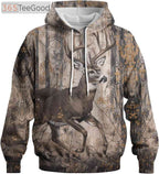 Men’s Deer Camouflage 3D Hoodie – Novelty Animal Print Pullover Long Sleeve Sweatshirt