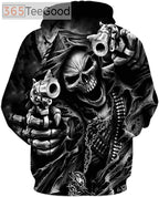 Men’s Skull Graphic 3D Hoodie – Gothic 3D Print Pullover Sweatshirt